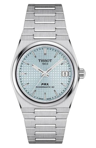 Tissot Women's Swiss Automatic Prx Powermatic 80 Stainless Steel Bracelet Watch 35mm In Ice Blue