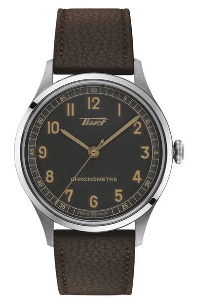 Tissot Heritage 1938 Leather Strap Watch, 39mm In Black/brown