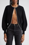 Alexander Wang Cropped Cardigan With Ball Chain Necklace Black In Black