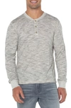 Liverpool Los Angeles Slim Fit Henley In Cream/ Grey
