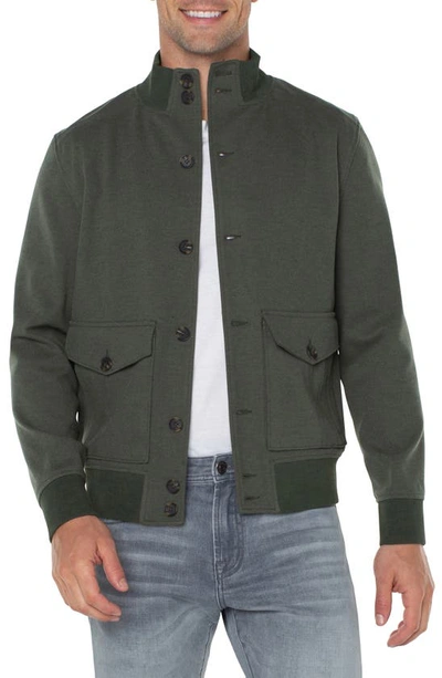 Liverpool Los Angeles Button Front Bomber Jacket In Bottle Green