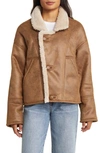 LUCKY BRAND FAUX SHEARLING MOTO JACKET