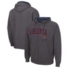 COLOSSEUM COLOSSEUM  CHARCOAL VIRGINIA CAVALIERS ARCH & LOGO 3.0 FULL-ZIP HOODIE