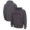 Colosseum Men's Virginia Cavaliers Arch & Logo 3.0 Full-zip Hoodie In Charcoal