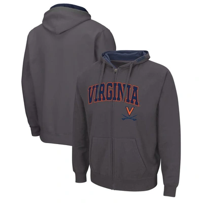 Colosseum Men's Virginia Cavaliers Arch & Logo 3.0 Full-zip Hoodie In Charcoal