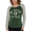 G-iii 4her By Carl Banks Green/heather Gray Green Bay Packers Waffle Knit Raglan Long Sleeve T-shirt In Green
