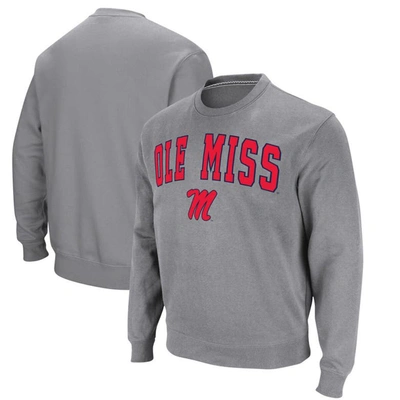COLOSSEUM COLOSSEUM HEATHER GRAY OLE MISS REBELS ARCH & LOGO PULLOVER SWEATSHIRT