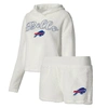 Concepts Sport Women's  White Buffalo Bills Fluffy Pullover Sweatshirt Shorts Sleep Set In White