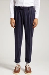 Eleventy Pinstripe Wool & Cashmere Stretch Flannel Suit In Navy