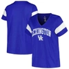 Profile Women's  Royal Distressed Kentucky Wildcats Plus Size Arched City Sleeve Stripe V-neck T-shir In Royal