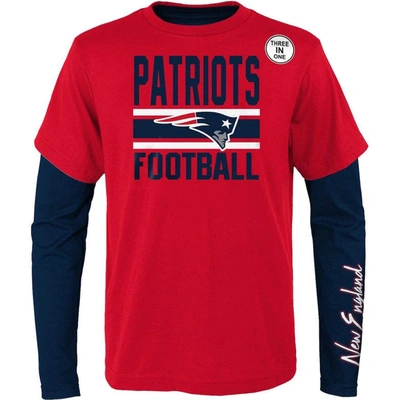OUTERSTUFF YOUTH RED/NAVY NEW ENGLAND PATRIOTS FAN FAVE T-SHIRT COMBO SET