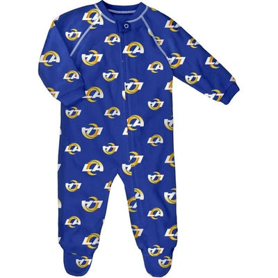 OUTERSTUFF NEWBORN ROYAL LOS ANGELES RAMS ALLOVER PRINT RAGLAN FULL-ZIP JUMPER