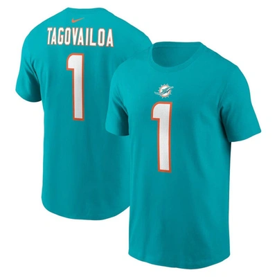 Nike Miami Dolphins Men's Pride Name And Number Wordmark 3.0 Player T-shirt Tua Tagovailoa In Aqua
