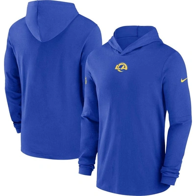 Nike Los Angeles Rams Sideline Menâs  Men's Dri-fit Nfl Long-sleeve Hooded Top In Blue