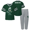 Outerstuff Infant Boys And Girls Green Michigan State Spartans Two-piece Red Zone Jersey And Pants Set In Green