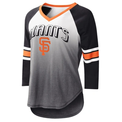 G-iii 4her By Carl Banks Women's  White, Black San Francisco Giants Lead-off Raglan 3/4-sleeve V-neck In White,black