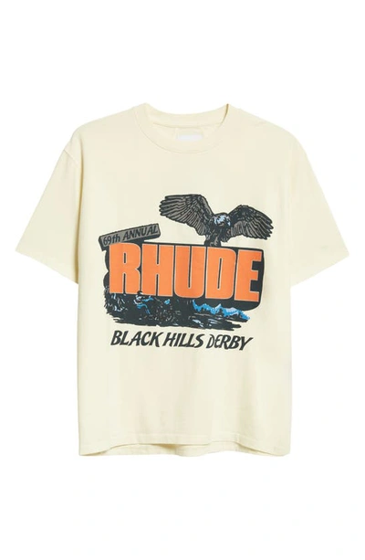 Rhude Black Hills Rally Logo-print Cotton-jersey T-shirt In White