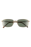 Ray Ban 57mm Rectangular Sunglasses In Gold