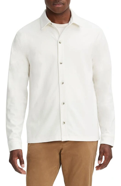 Vince Twill Knit Long Sleeve Button Front Shirt In Bone