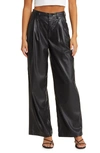 Blanknyc Faux Leather Wide Leg Trousers In Night Party