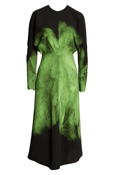 Victoria Beckham Dolman-sleeve Midi Dress In Green Black