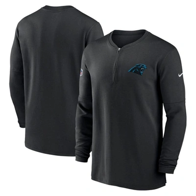 Nike Carolina Panthers Sideline Menâs  Men's Dri-fit Nfl 1/2-zip Long-sleeve Top In Black
