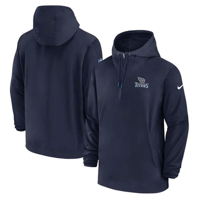 Nike Tennessee Titans Sideline Menâs  Men's Nfl 1/2-zip Hooded Jacket In Navy