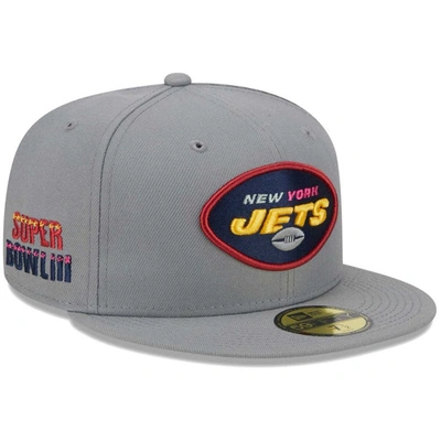 New Era Men's  Gray New York Jets Color Pack 59fifty Fitted Hat