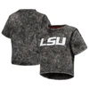 Kadyluxe Black Lsu Tigers Vintage Wash Milky Silk Cropped T-shirt In Black