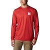 Columbia Scarlet Nebraska Huskers Terminal Shot Omni-shade Omni-wick Long Sleeve T-shirt In Scarlet