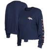 New Era Navy Denver Broncos Thermal Crop Long Sleeve T-shirt In Navy