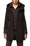 SOIA & KYO MIXED MEDIA WOOL BLEND COAT WITH QUILTED BIB INSERT