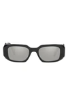 Prada 51mm Mirrored Rectangular Sunglasses In Black