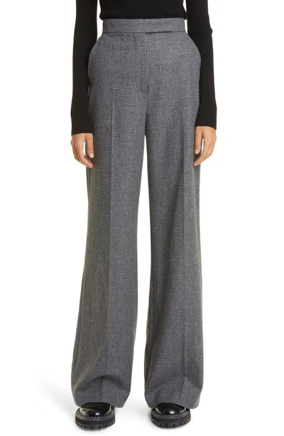 Max Mara Radioso Cashmere-blend Check Trousers In Grey