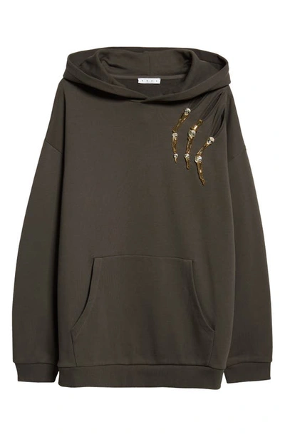 Area Crystal Claw Cutout Hoodie In Grey