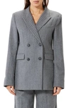 SOPHIE RUE ROEN PINSTRIPE DOUBLE BREASTED WOOL BLEND BLAZER