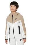 Nike Sportswear Tech Fleece Big Kids' (boys') Full-zip Hoodie In Summit White/khaki