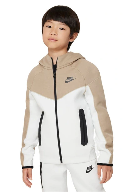 Nike Sportswear Tech Fleece Big Kids' (boys') Full-zip Hoodie In White/black