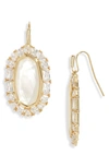 Kendra Scott Elle Crystal Frame Mother-of-pearl Drop Earrings In Gold Ivory Mother Of Pearl
