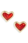 Kendra Scott Ari Heart Stud Earrings In Gold Red Opalescent