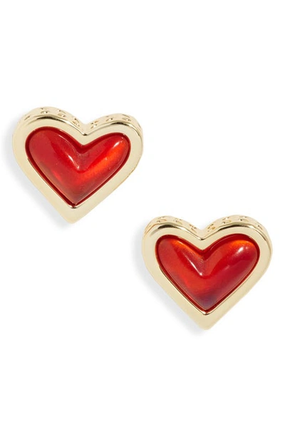 Kendra Scott Ari Heart Stud Earrings In Gold Red Opalescent