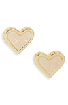 Kendra Scott Ari Heart Stud Earrings In Gold Iridescent Drusy