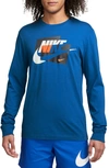 Nike Puff Print Long Sleeve Graphic T-shirt In Blue