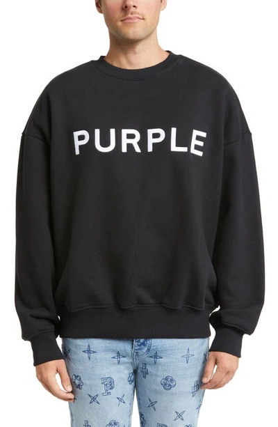 Purple Brand Logo-embroidered Cotton Sweatshirt In Black