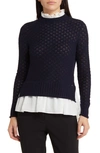 Ted Baker Holina Frill-trim Ribbed Knitted Jumper In Dk-blue