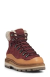 Moncler Peka Trek Shearling-trimmed Suede Hiking Boots In Marrone