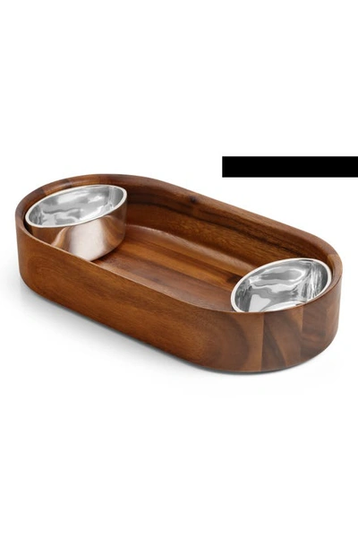 Nambe Oblong Nest Chips & Dip Tray In Brown