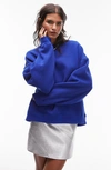 Topshop Premium Seam Detail Sweatshirt In Cobalt-blue