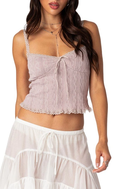 Edikted Women's Lacey Knit Tank Top In Mauve