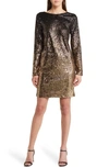 CHELSEA28 LONG SLEEVE SEQUIN COCKTAIL MINIDRESS